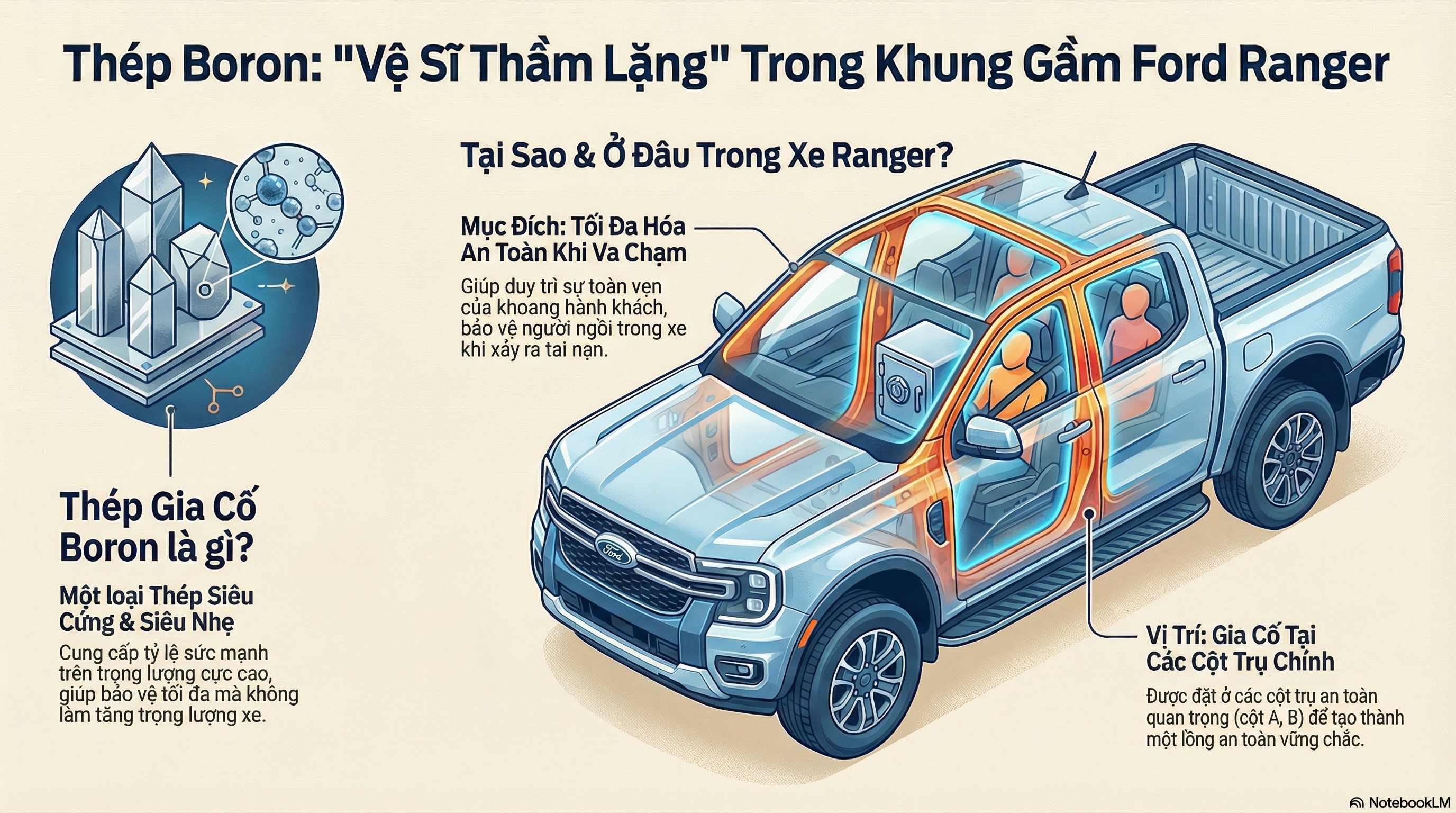 Thép boron gia cường tại các trụ A/B/C